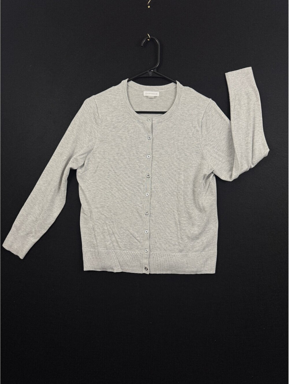 Charter Club Women's Light Gray Button-Up Cardigan Sweater XL